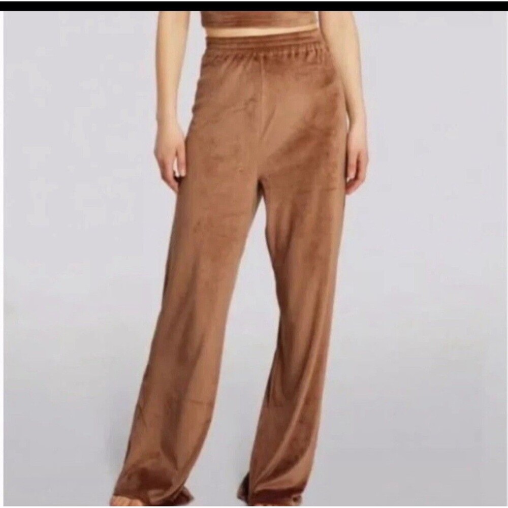 SKIMS Velour Wide Leg Track Pants –‎ Sienna – Size Large